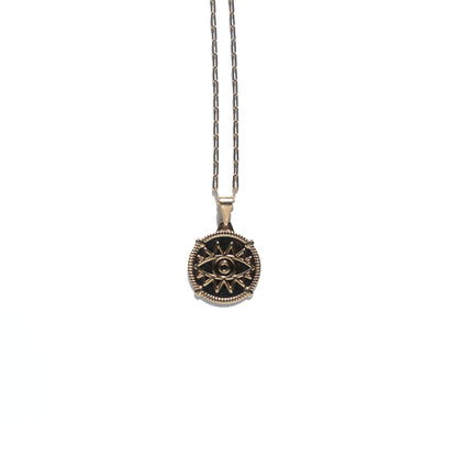 Eye Round Medallion Charm Necklace