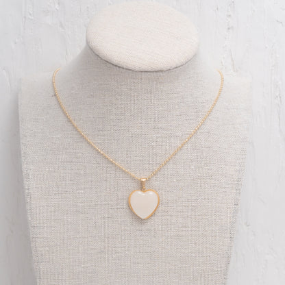 Pearl White Heart Charm Necklace