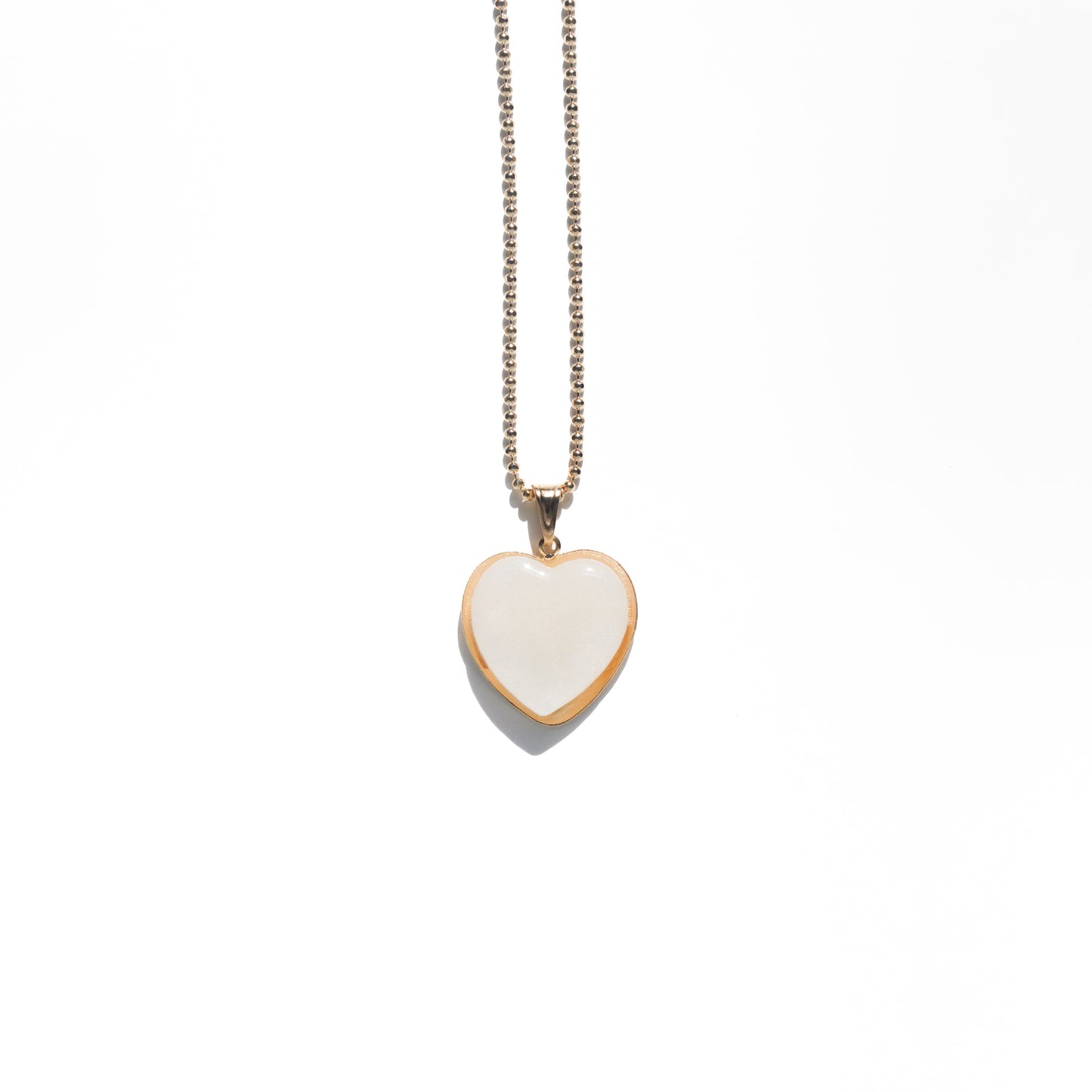 Pearl White Heart Charm Necklace