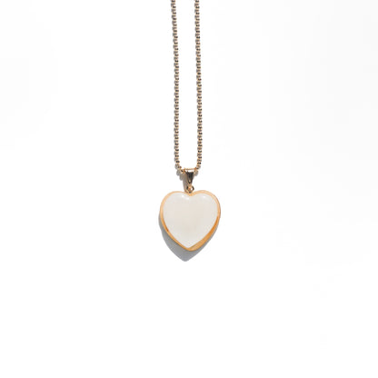 Pearl White Heart Charm Necklace