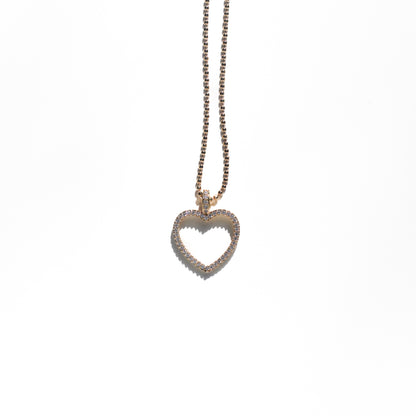 Clear Stone Heart Charm Necklace