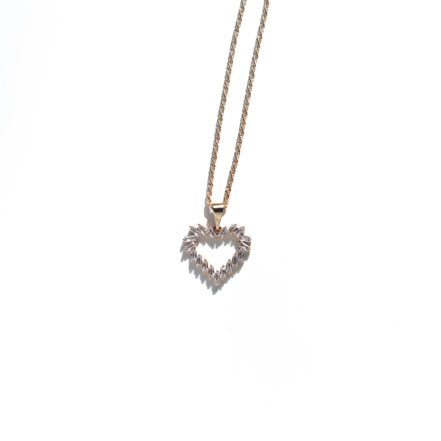 Open Crystal Heart Charm Necklace