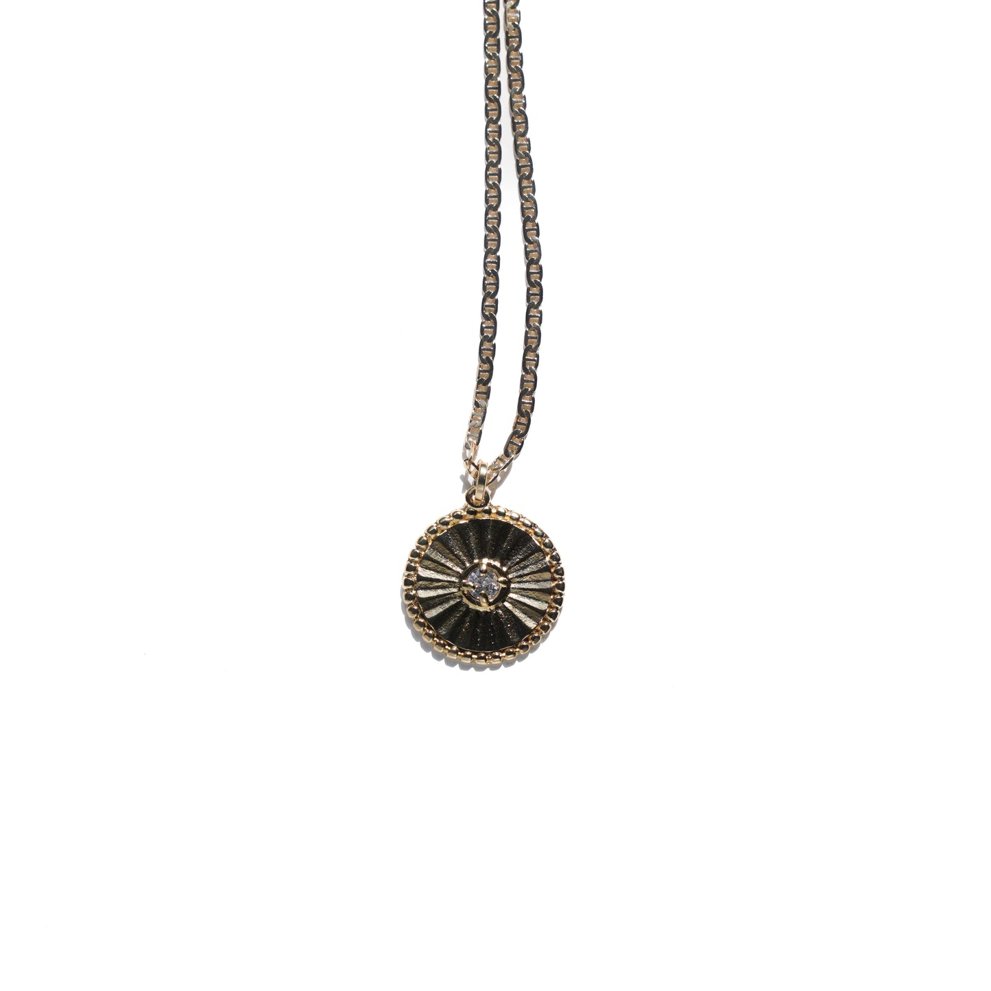 Circle Lined Medallion Charm Necklace