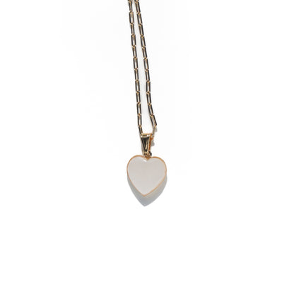 Opal White Heart Charm Necklace