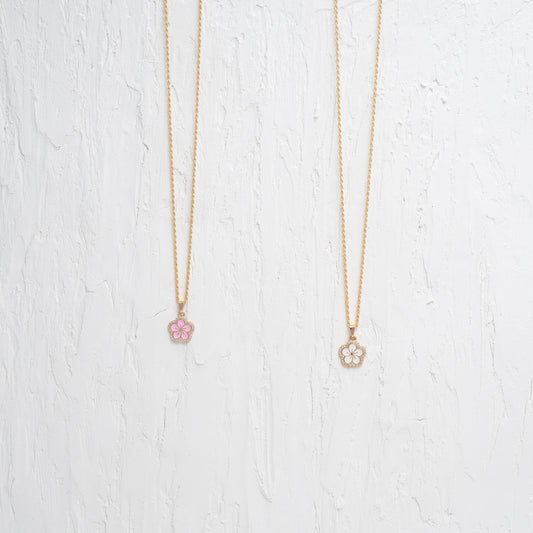 Cherry Blossom Flower Charm Necklace