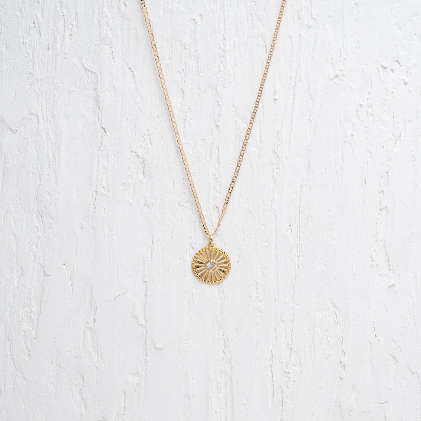 Circle Lined Medallion Charm Necklace