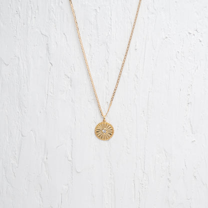 Circle Lined Medallion Charm Necklace