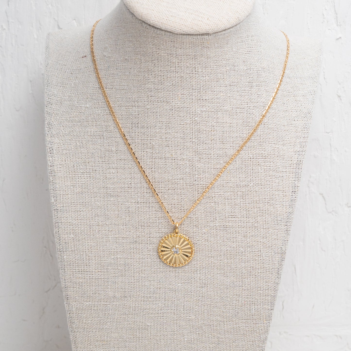 Circle Lined Medallion Charm Necklace