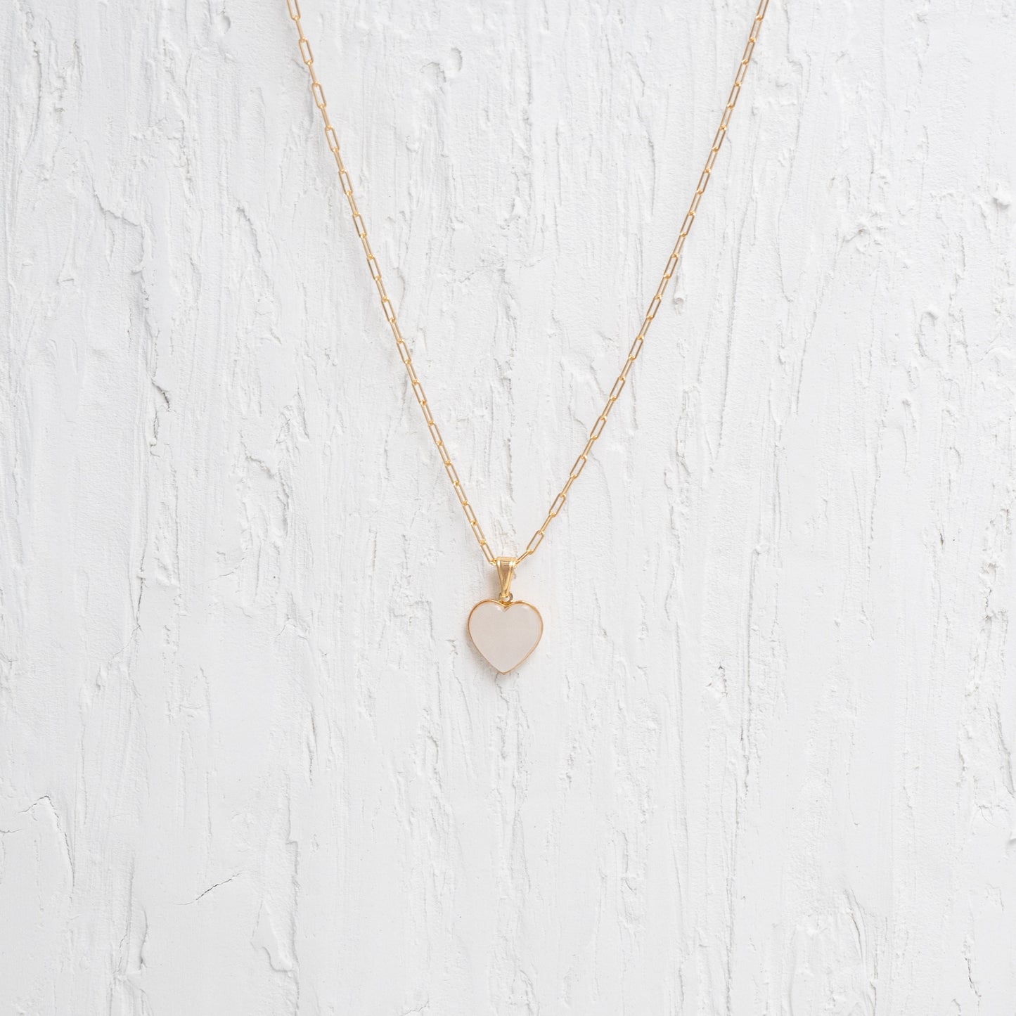 Opal White Heart Charm Necklace