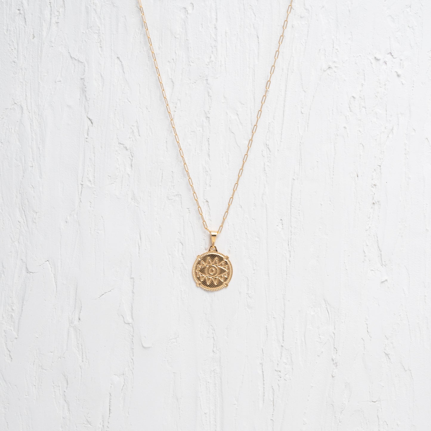 Eye Round Medallion Charm Necklace