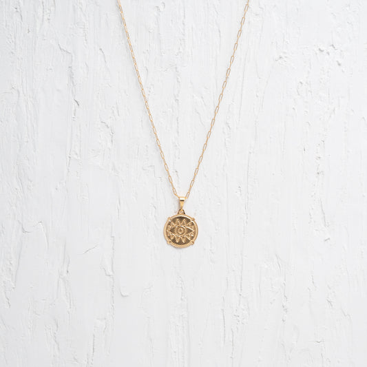 Eye Round Medallion Charm Necklace