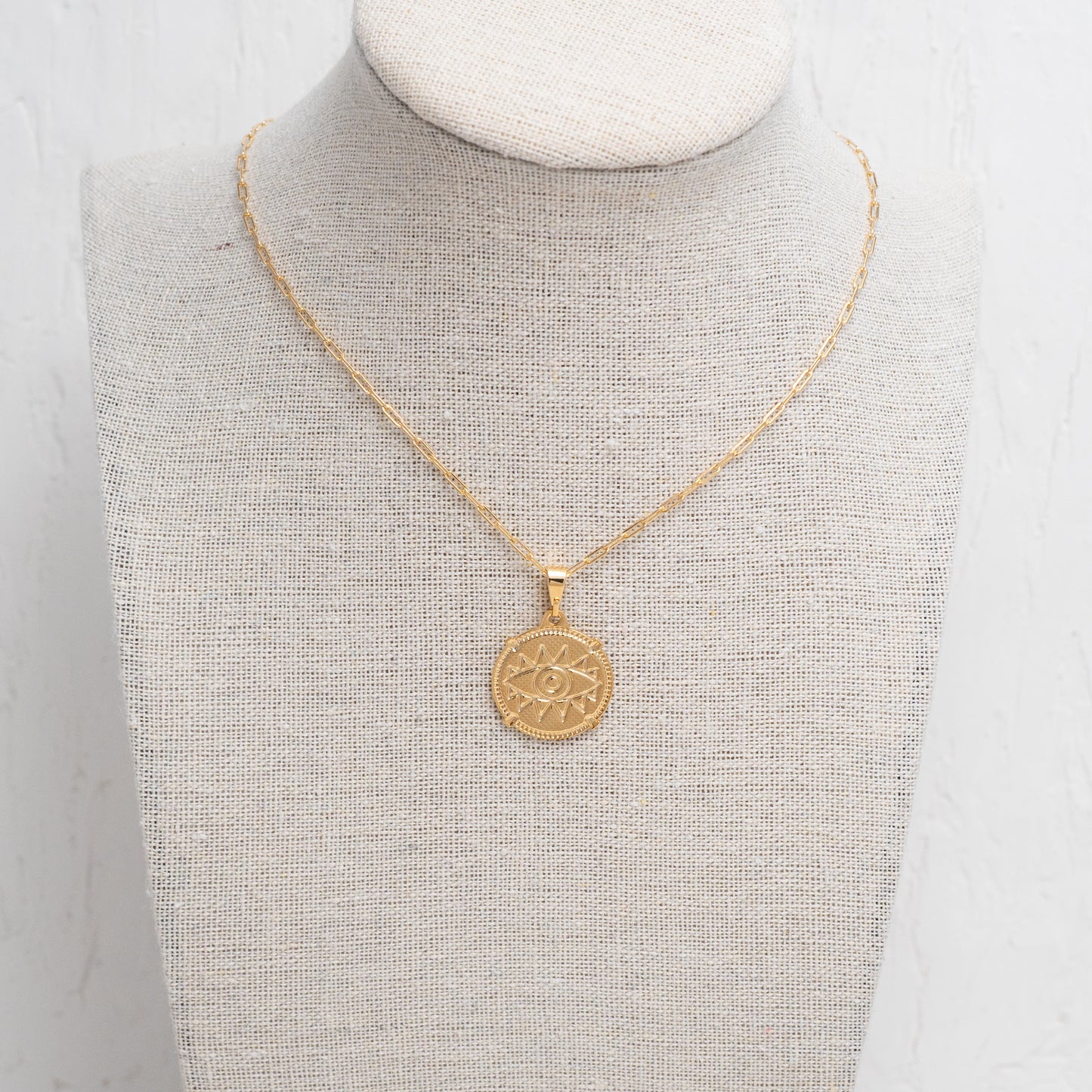 Eye Round Medallion Charm Necklace