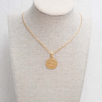 Eye Round Medallion Charm Necklace