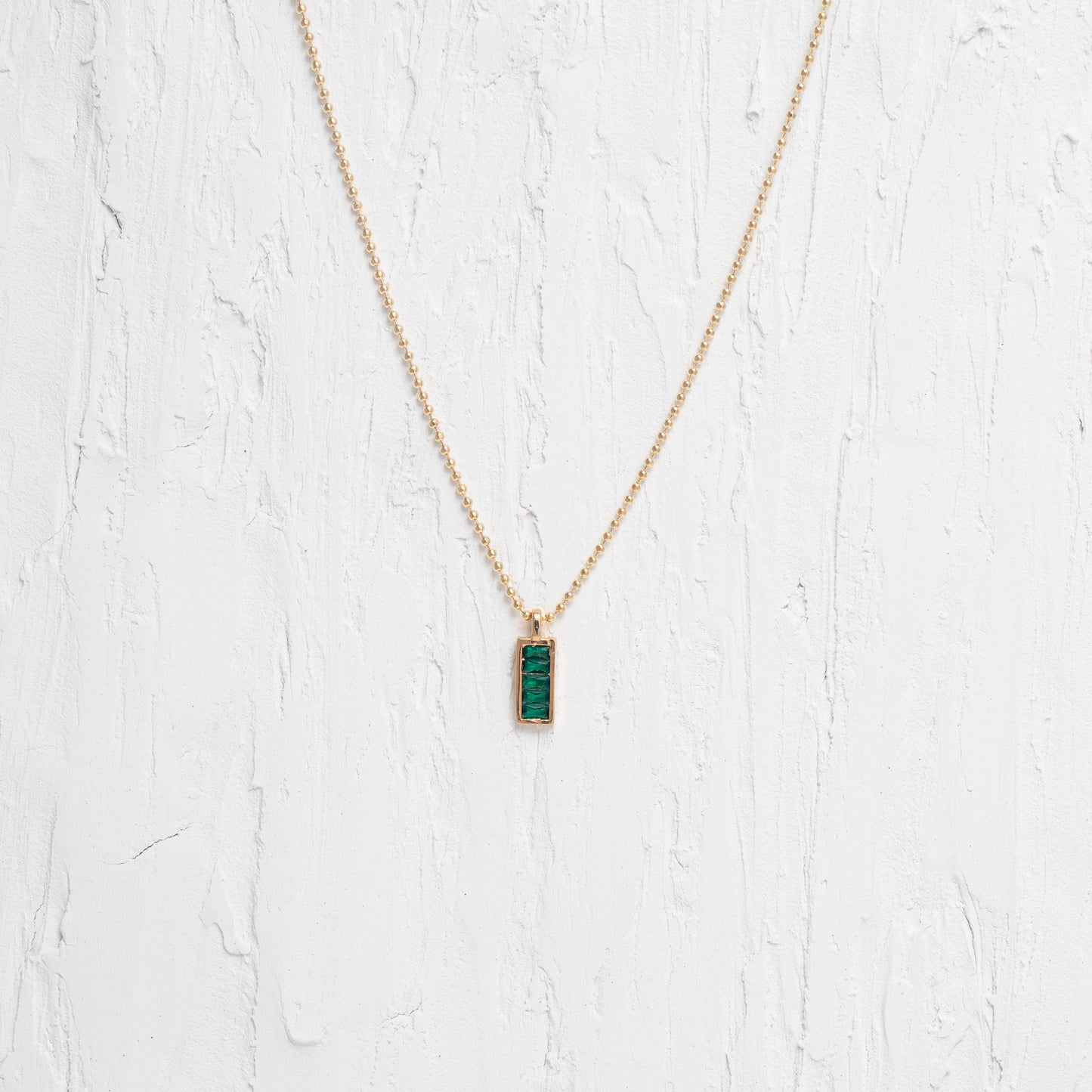 Emerald Green Pill Bar Charm Necklace