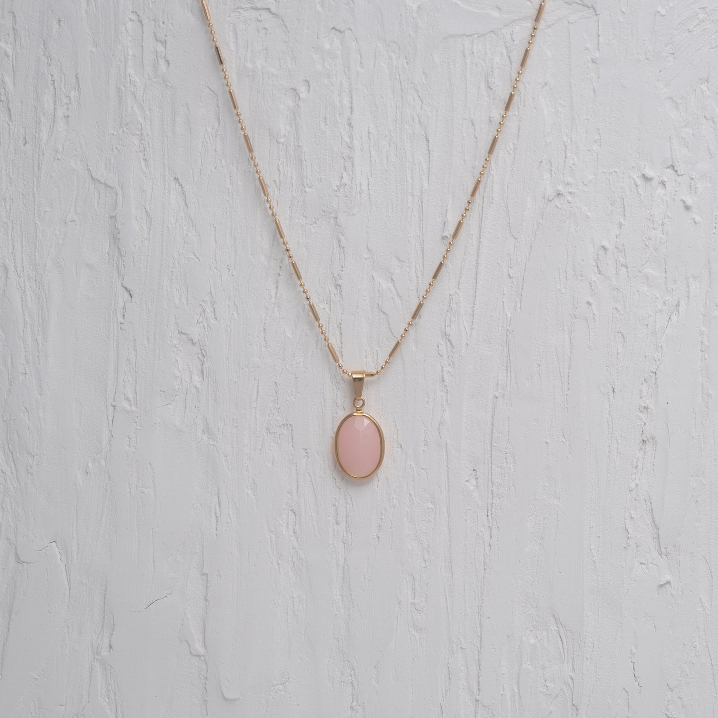 Pink Oval Charm Necklace