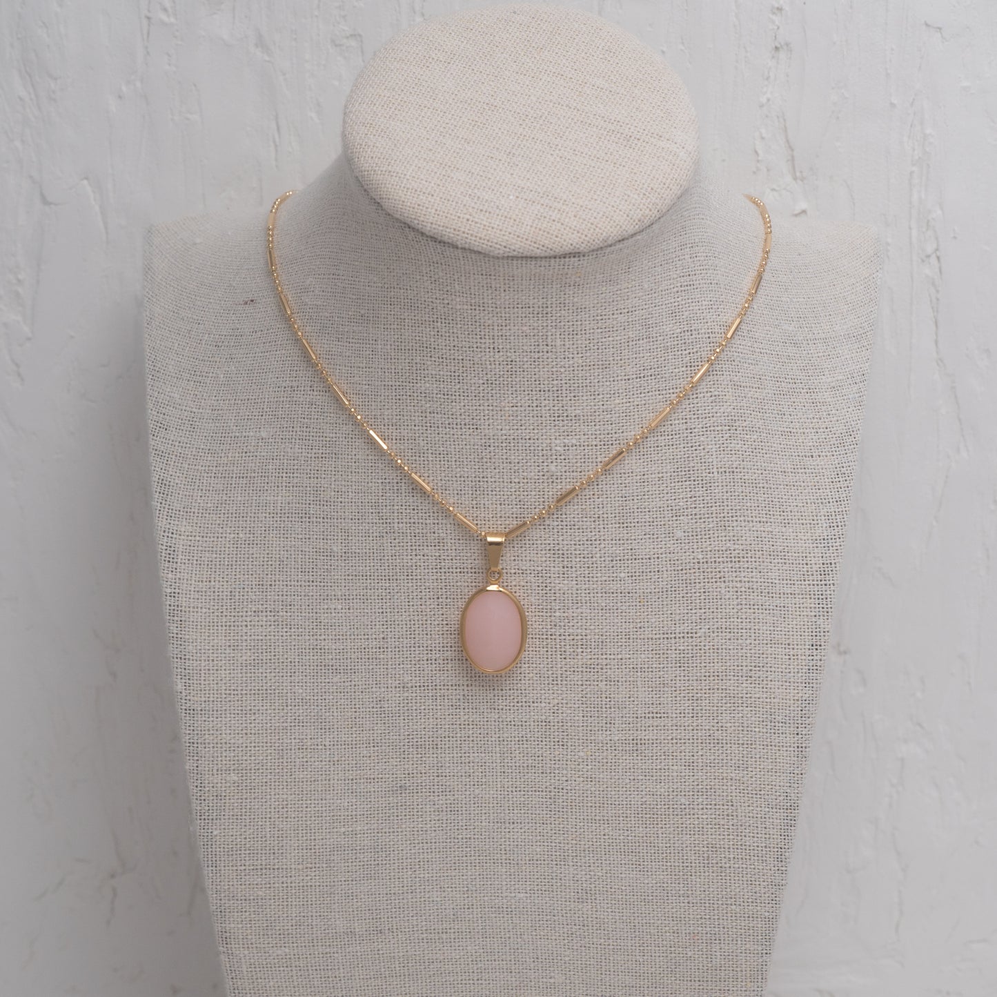 Pink Oval Charm Necklace