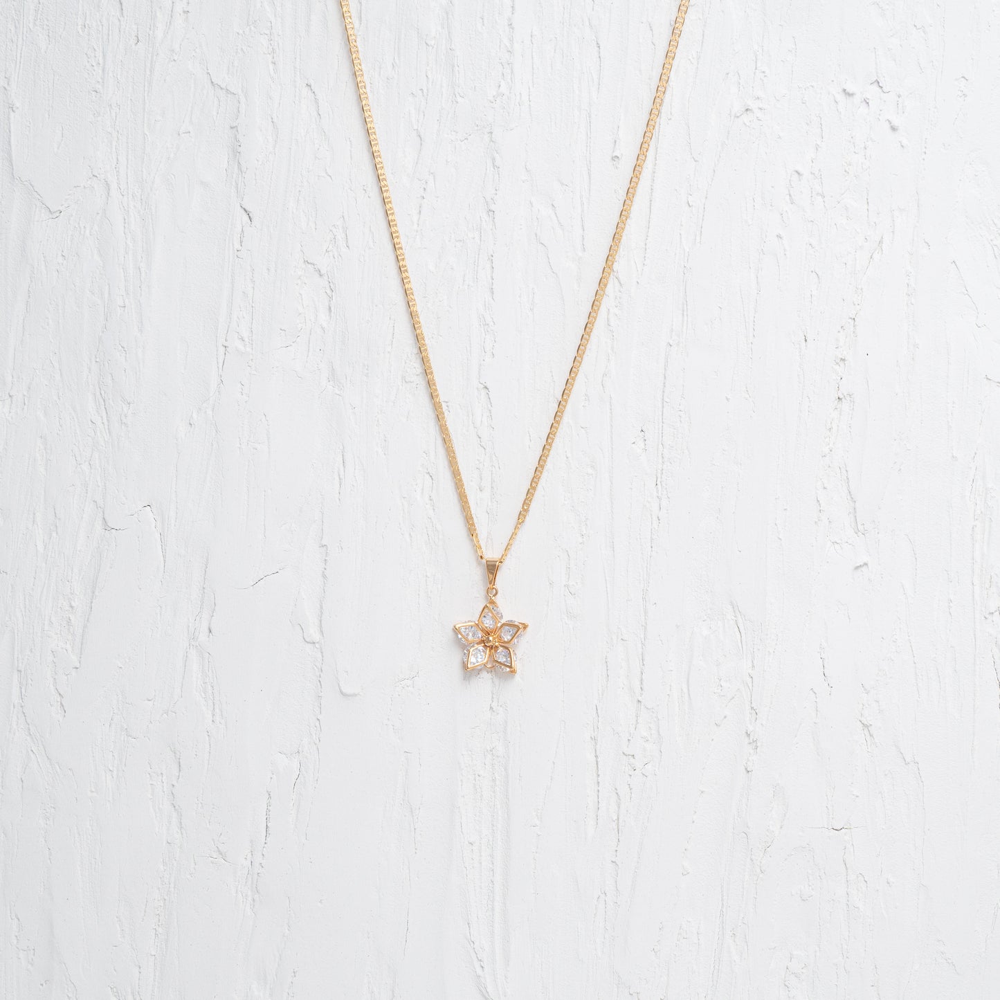 Sparkly Flower Charm Necklace