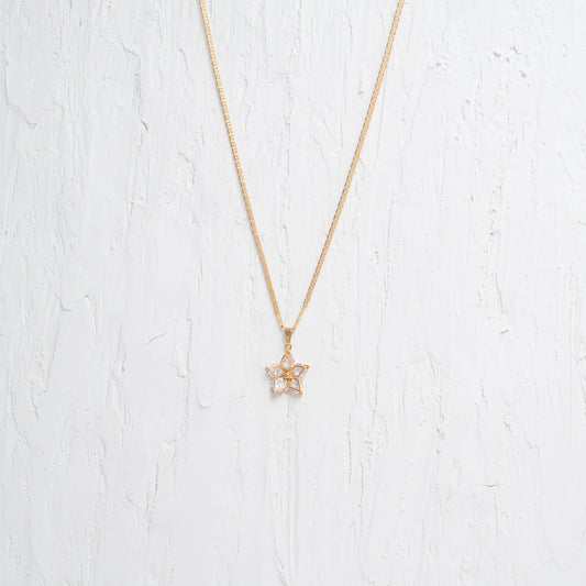 Sparkly Flower Charm Necklace