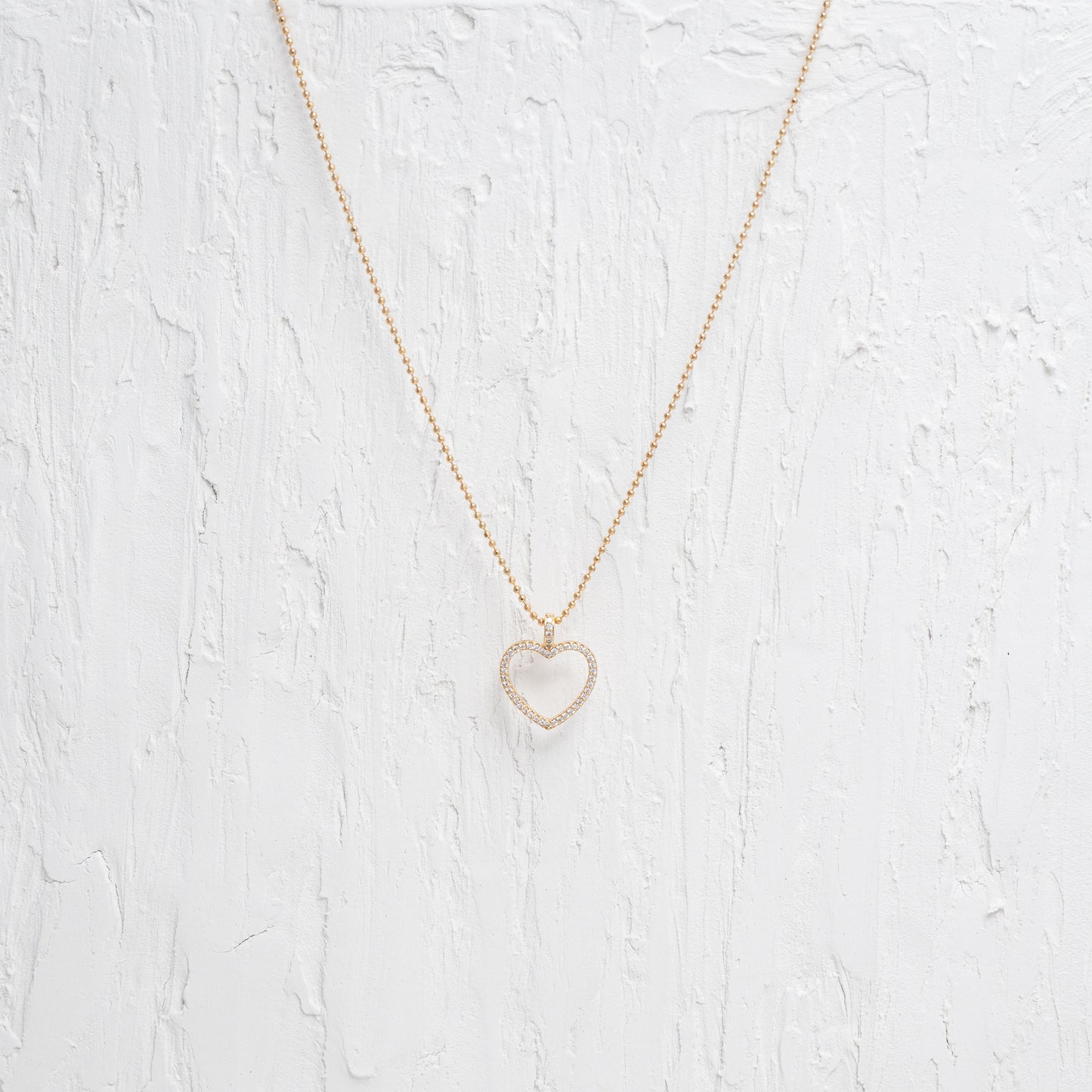 Clear Stone Heart Charm Necklace