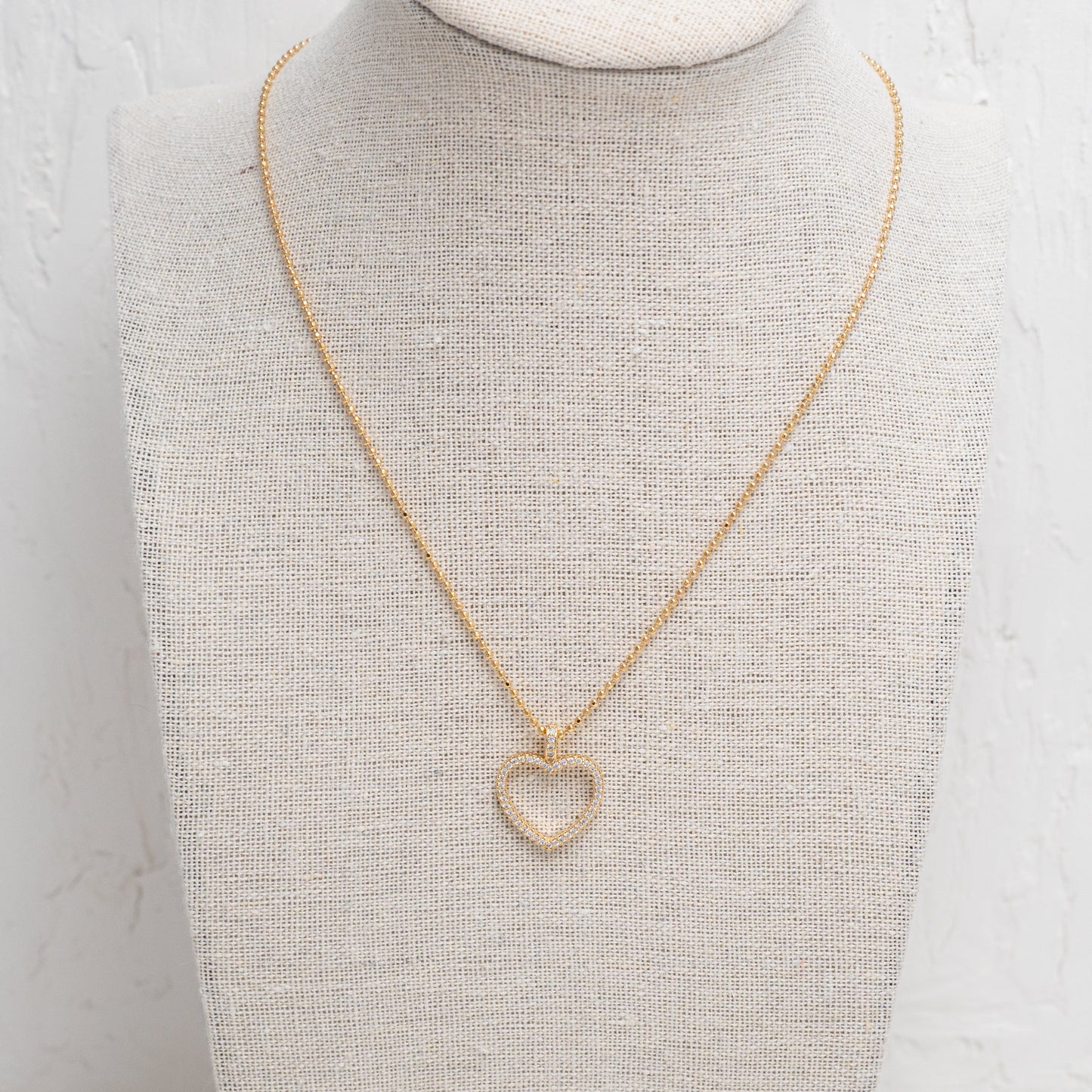 Clear Stone Heart Charm Necklace