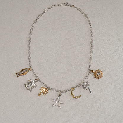 Silver Sun Charm Necklace