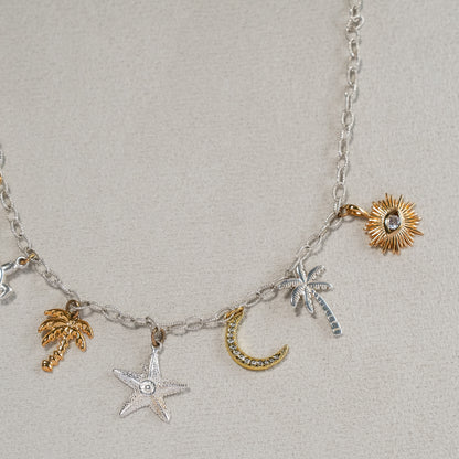 Silver Sun Charm Necklace