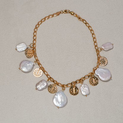 Pearl Coins Charm Necklace