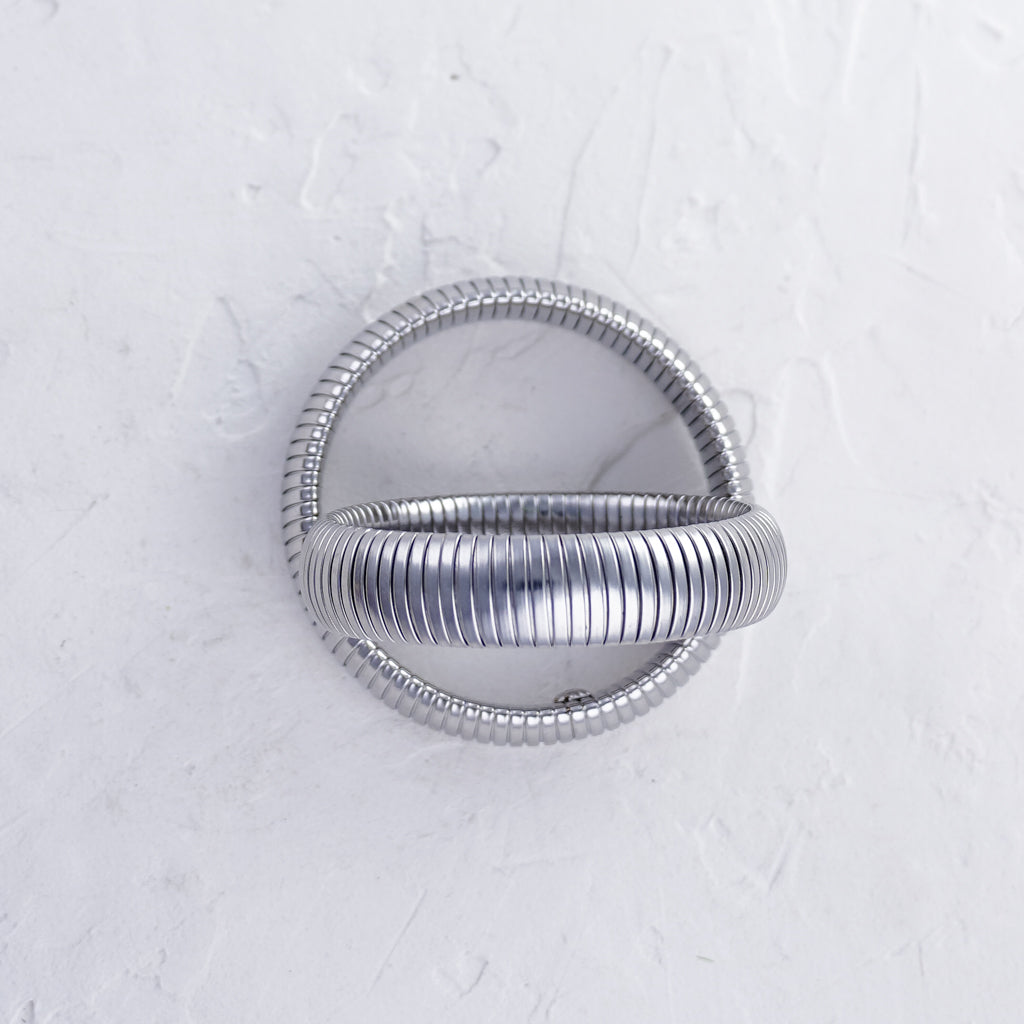 Chunky Ribbed Stainless Steel Bangle