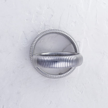 Chunky Ribbed Stainless Steel Bangle