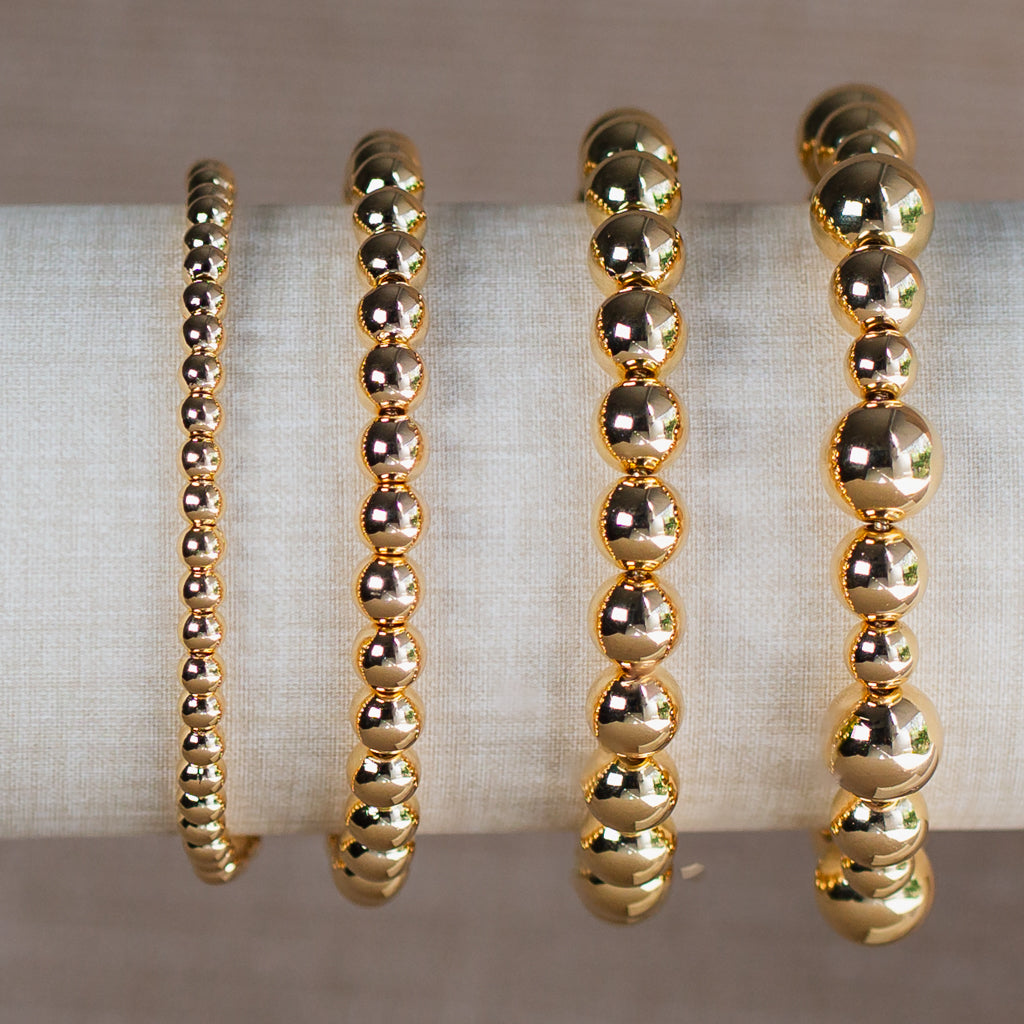 Gold Bead Ball Adjustable Bracelet - 4mm