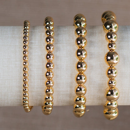 Gold Bead Ball Adjustable Bracelet - 4mm