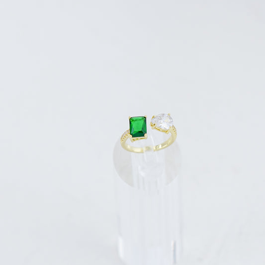 Emerald Green and Clear Zirconia Ring