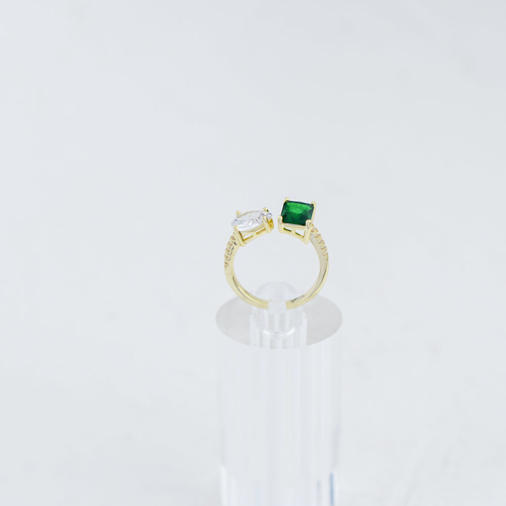 Emerald Green and Clear Zirconia Ring