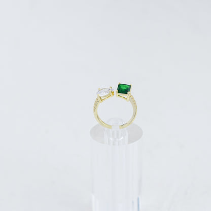 Emerald Green and Clear Zirconia Ring