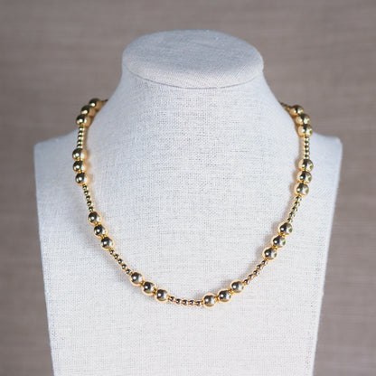 Multiple Size Gold Beaded Necklace - 8mm