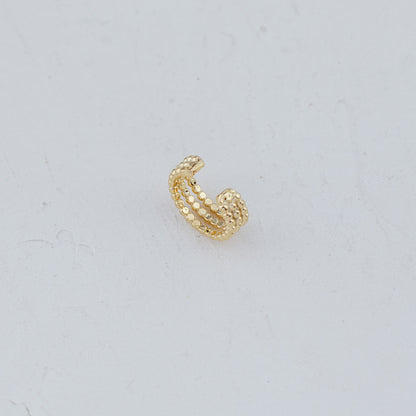 Triple Line Beaded Gold Ear Cuff