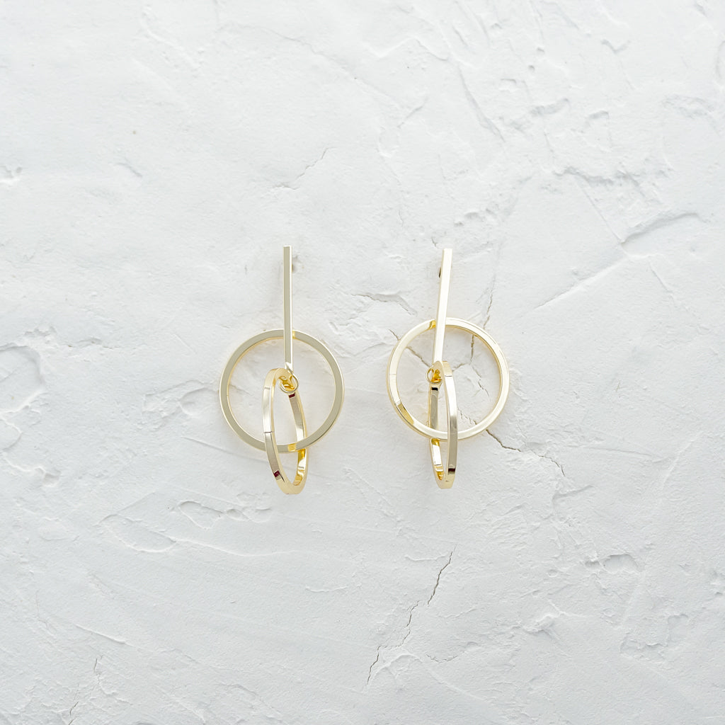 Gold Circle Party Dangle Earrings