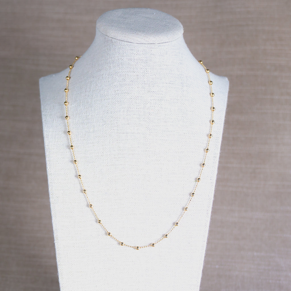 Gold Beaded Necklace - 1mm