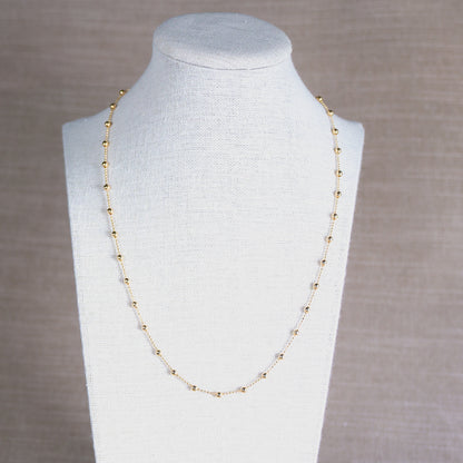 Gold Beaded Necklace - 1mm