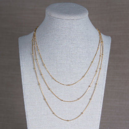 Gold Beads Box Link Chain- 2.5mm