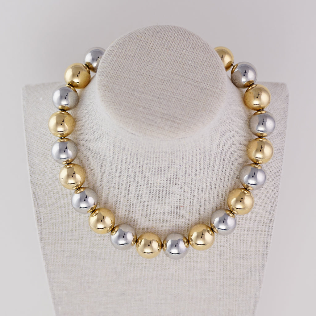 Gold Beaded Necklace -  16mm