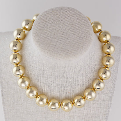 Gold Beaded Necklace -  16mm