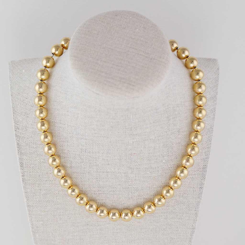 Gold Beaded Necklace -  10mm