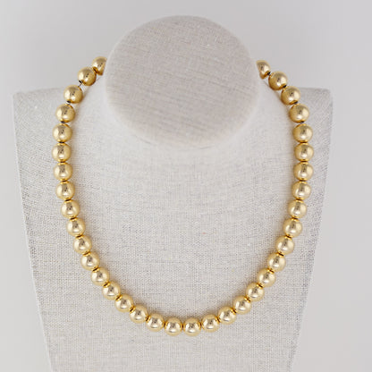 Gold Beaded Necklace -  10mm