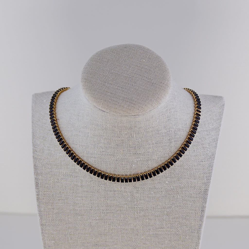 Black Baguette Zirconia Necklace