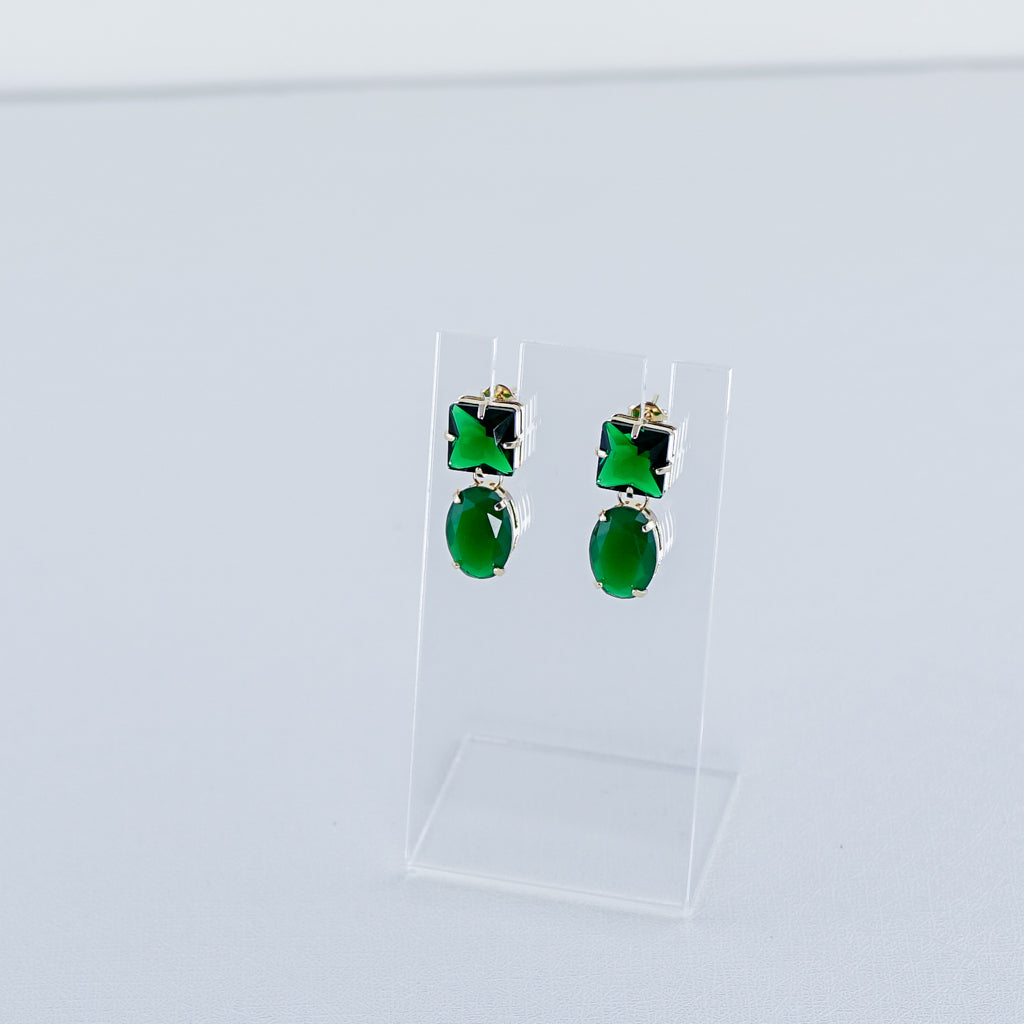 Emerald Green Drop Stud Fashion Earrings