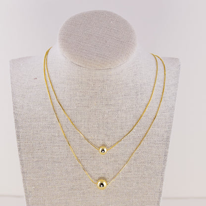 Layered Gold Ball Necklace