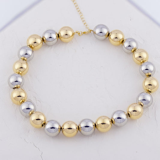 Gold Beaded Necklace -  16mm