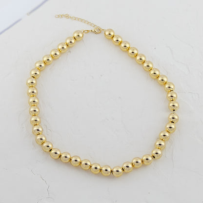 Gold Beaded Necklace -  10mm