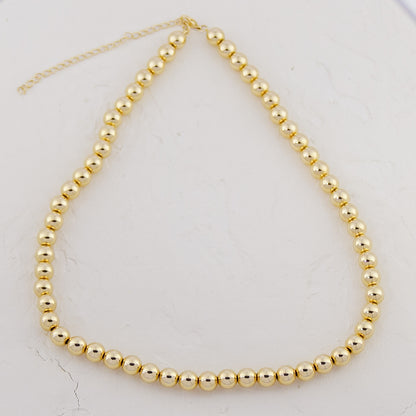 Gold Beaded Necklace -  7.8mm